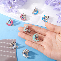 4 пара двухцветных эмалевых утяжек для талии из платинового сплава&nbsp;AJEW-TA0002-66