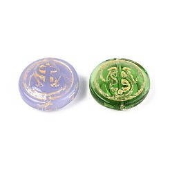 Плоские круглые стеклянные бусины в форме морского якоря&nbsp;GLAA-T025-63M