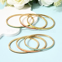 Женские браслеты-кольца из нержавеющей стали 304 с эмалированным покрытием.&nbsp;BJEW-D408-39G