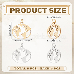 8 шт. подвески из нержавеющей стали 201 двух цветов&nbsp;STAS-LP0004-61