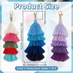 3шт 3 стиля полиэстер кисточка большие подвесные украшения&nbsp;HJEW-GO0001-16