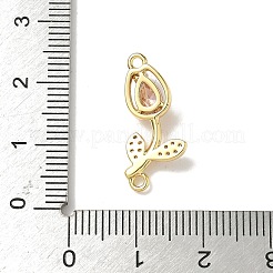 Подвески-коннекторы в виде цветка тюльпана из латуни с паве из кубического циркония&nbsp;KK-I276-51G-02