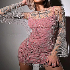 0.5 ярд полиэстеровой ткани со стразами&nbsp;DIY-LP0002-24