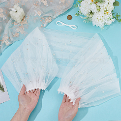 Полиэстеровая шаль на одно плечо для невесты&nbsp;AJEW-WH0752-127A