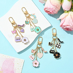 Подвеска из сплава с эмалью «цветок/сумка/сердце»&nbsp;HJEW-FS00025-01