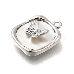 Подвески из латуни с натуральными белыми ракушками&nbsp;LS-KK-U061-07P