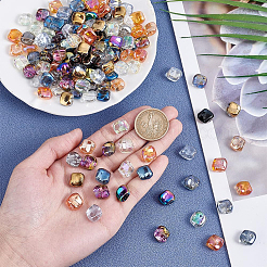 150шт 15 цвета гальванические прозрачные стеклянные бусины&nbsp;GLAA-PH0003-81