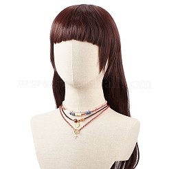 4шт 4 стиля крест и девственница мария латунь и подвески из сплава ожерелья комплект&nbsp;NJEW-JN04018