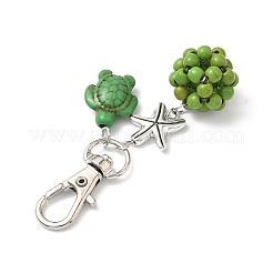 Подвесные украшения из черепахи и круглой синтетической бирюзы&nbsp;HJEW-JM03277-03