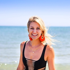 Ожерелья с подвеской из латуни и циркония в форме звезды с микропаве&nbsp;NJEW-PH01391