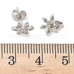 Серьги-гвоздики из латуни с микро-паве и прозрачным фианитом&nbsp;LS-EJEW-F383-07P