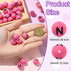 1 набор из 26 круглых силиконовых бусин с буквами&nbsp;ST-CJ0041-016