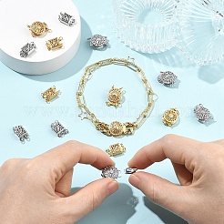 4 шт. 4-х стилевые латунные застежки-коробочки&nbsp;KK-YW0004-49