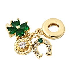Подвеска в виде шарма из латуни с зелеными кубическими циркониями ко Дню Святого Патрика&nbsp;KK-Z150-09G