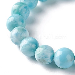 Круглый браслет из натуральных бусин ларимара/пектолита&nbsp;BJEW-A120-01E