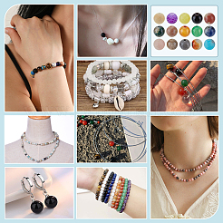 750 шт. 15 вида бусин из натуральных смешанных камней&nbsp;G-ME0001-03