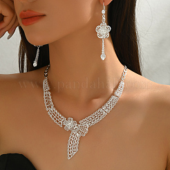 Комплекты из винтажных сплавов с серьгами и ожерельями в виде цветов для свадеб и мероприятий&nbsp;WU4418