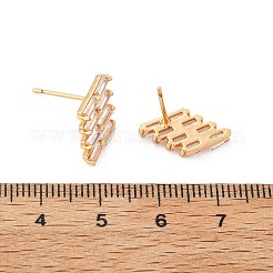 Серьги-гвоздики из латуни с микропаве из прозрачного кубического циркония в форме ромба для женщин&nbsp;EJEW-G428-04G