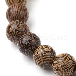 Синтетические бирюзовые бусины-дельфины с растягивающимися браслетами из натурального дерева венге&nbsp;BJEW-JB10213-03