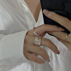 Регулируемые манжеты из стерлингового серебра с узором в виде сердца 925 для женщин&nbsp;FS-WGE75B8-01