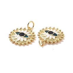 Плоские круглые подвески из латуни с эмалью в виде глаз&nbsp;KK-G435-16G