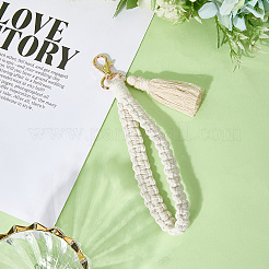 Брелок с кисточкой из сплава хлопка и полиэстера&nbsp;KEYC-WH20026-01B