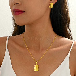 Комплект из латунного прямоугольного кулона и серег-гвоздиков для женщин&nbsp;YQ0575