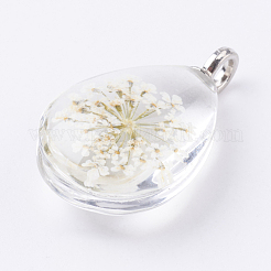 Стеклянные сушеные цветочные подвески&nbsp;GLAA-K018-E