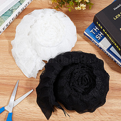 4м 2-х цветный 3-слойный плиссированный шифон с цветочным кружевом&nbsp;OCOR-GF0002-35