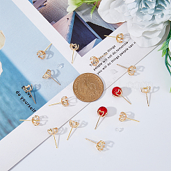 30 шт. ионное покрытие (IP) латунная фурнитура для сережек-гвоздиков&nbsp;KK-DC0003-01