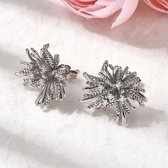 Серьги-гвоздики из латуни с микро-паве и прозрачным фианитом&nbsp;EJEW-H171-01A-P