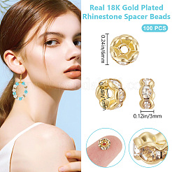 100 шт. латунные бусины-разделители со стразами для стойки&nbsp;KK-BBC0016-22G