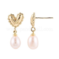 Серьги-гвоздики из натурального жемчуга из латуни&nbsp;PEAR-N017-07J