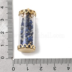 Стеклянная трубка с бусинами из натурального лазурита внутри подвесок&nbsp;LS-FIND-B054-01G-01