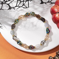 Браслеты из стеклянных черепов на Хэллоуин для женщин&nbsp;BJEW-JB12579