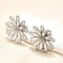 Серьги-гвоздики с цветами из нержавеющей стали 304 для женщин&nbsp;EJEW-R023-02P