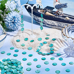 150 шт. окрашенные натуральные ракушки акойя дисковые звенья соединительные подвески&nbsp;SSHEL-SC0001-55