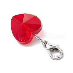 7 шт. 7-х цветные стеклянные подвески в форме граненого сердца&nbsp;HJEW-JM02993-02