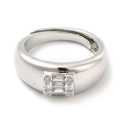 Реечное покрытие латунь микро паве прозрачный кубический цирконий регулируемые кольца&nbsp;RJEW-E064-16P