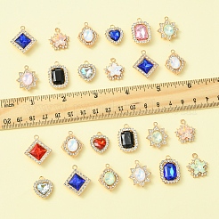 24 шт. 6-х стилевые подвески из сплава стекла&nbsp;FIND-FS0003-20