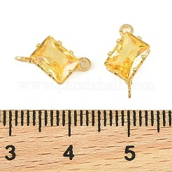 Прямоугольные подвески-коннекторы из латуни с инкрустацией кубическим цирконием&nbsp;KK-P347-05G-02