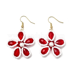 Болтающийся серьги стекло цветок&nbsp;EJEW-TA00715
