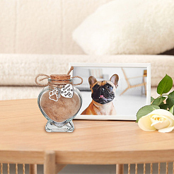 3 шт. памятная бутылка в форме сердца из шерсти домашних животных с подвесками в виде отпечатков лап&nbsp;AJEW-NB00002