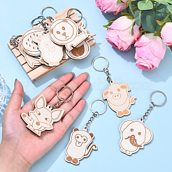 Наборы деревянных брелоков с изображением животных&nbsp;KEYC-YWC0001-04