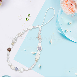 Сплав акриловый искусственный жемчуг телефон ремешок цепи&nbsp;HJEW-WH20019-18