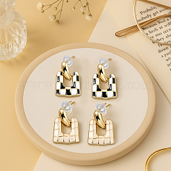 4 пара двухцветных эмалевых сережек-гвоздиков&nbsp;EJEW-GO0003-28