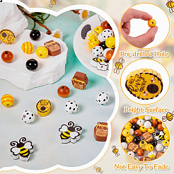 Печатные бусы из натурального дерева&nbsp;WOOD-TA0002-54