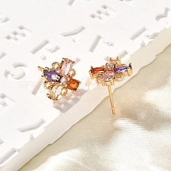 Латунные микро проложить серьги стержня кубического циркония&nbsp;EJEW-R018-10G-02