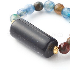 Кольцо на палец из смешанных каменных бусин для девочек и женщин&nbsp;RJEW-JR00383