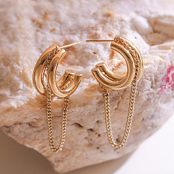 Серьги-гвоздики с кисточками из нержавеющей стали 304 С-образной формы&nbsp;WGC3DF2-01